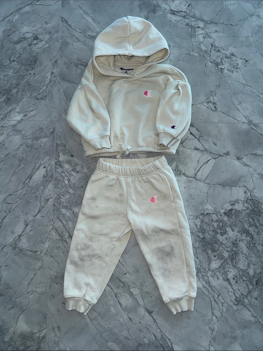 Champion Kids Cream Hoodie & Joggers Set - Cream
